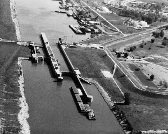 Aerial view looking northeast