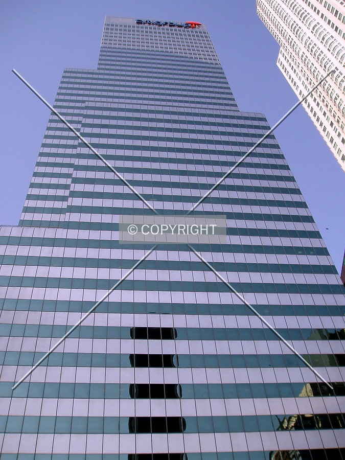 Looking straight up from the southwest on West 5th Street