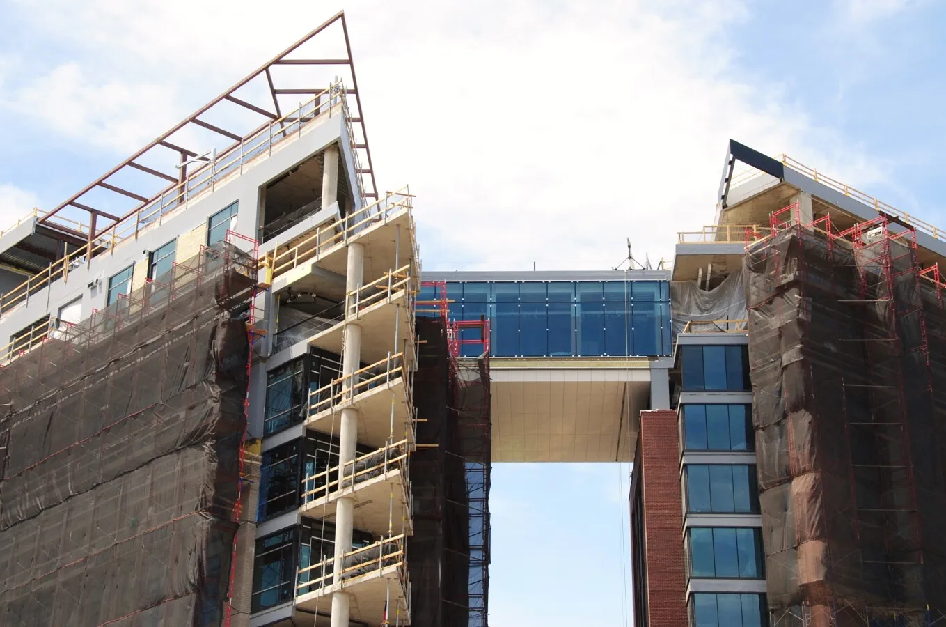 Looking west at the skybridge