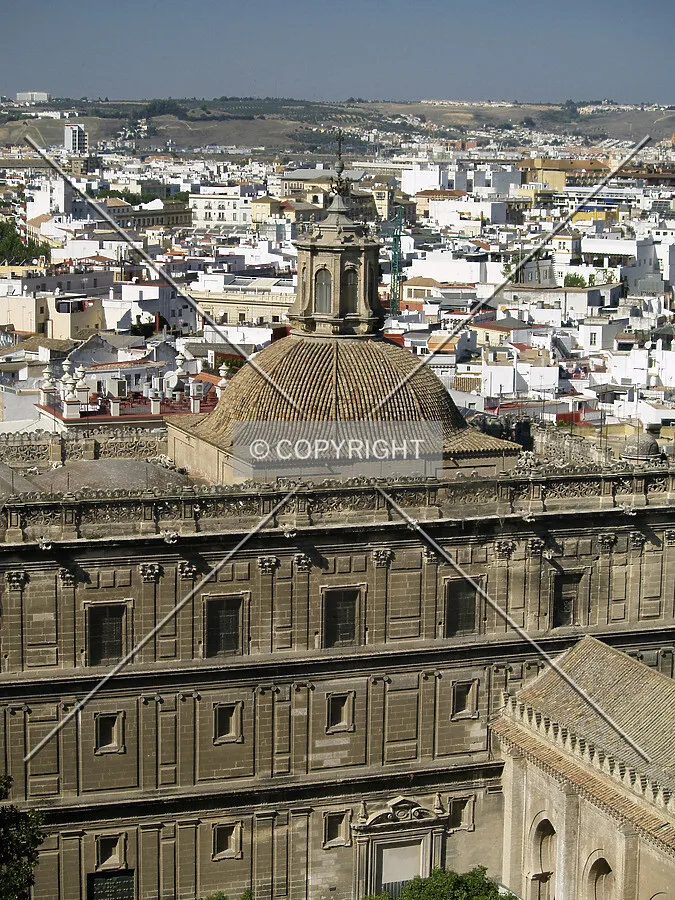 Looking down from the tower to the court-yard
