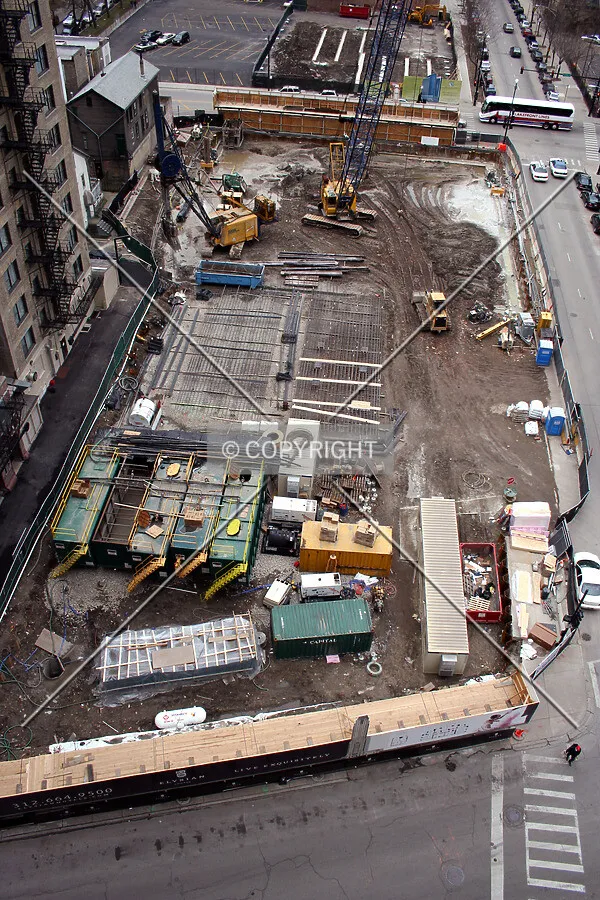 Overview from the east, with site preparation for Walton on the Park starting in the background