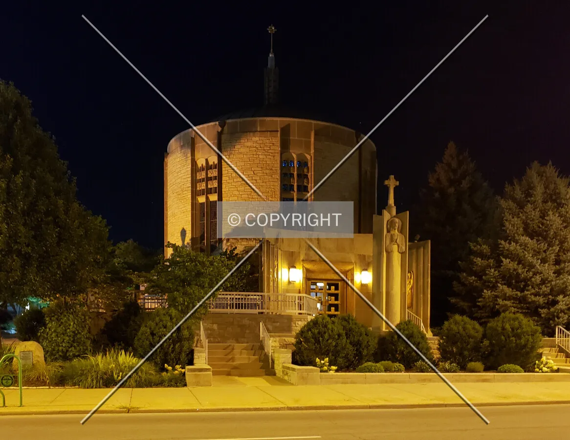 Night view from the northwest; August 10, 2019