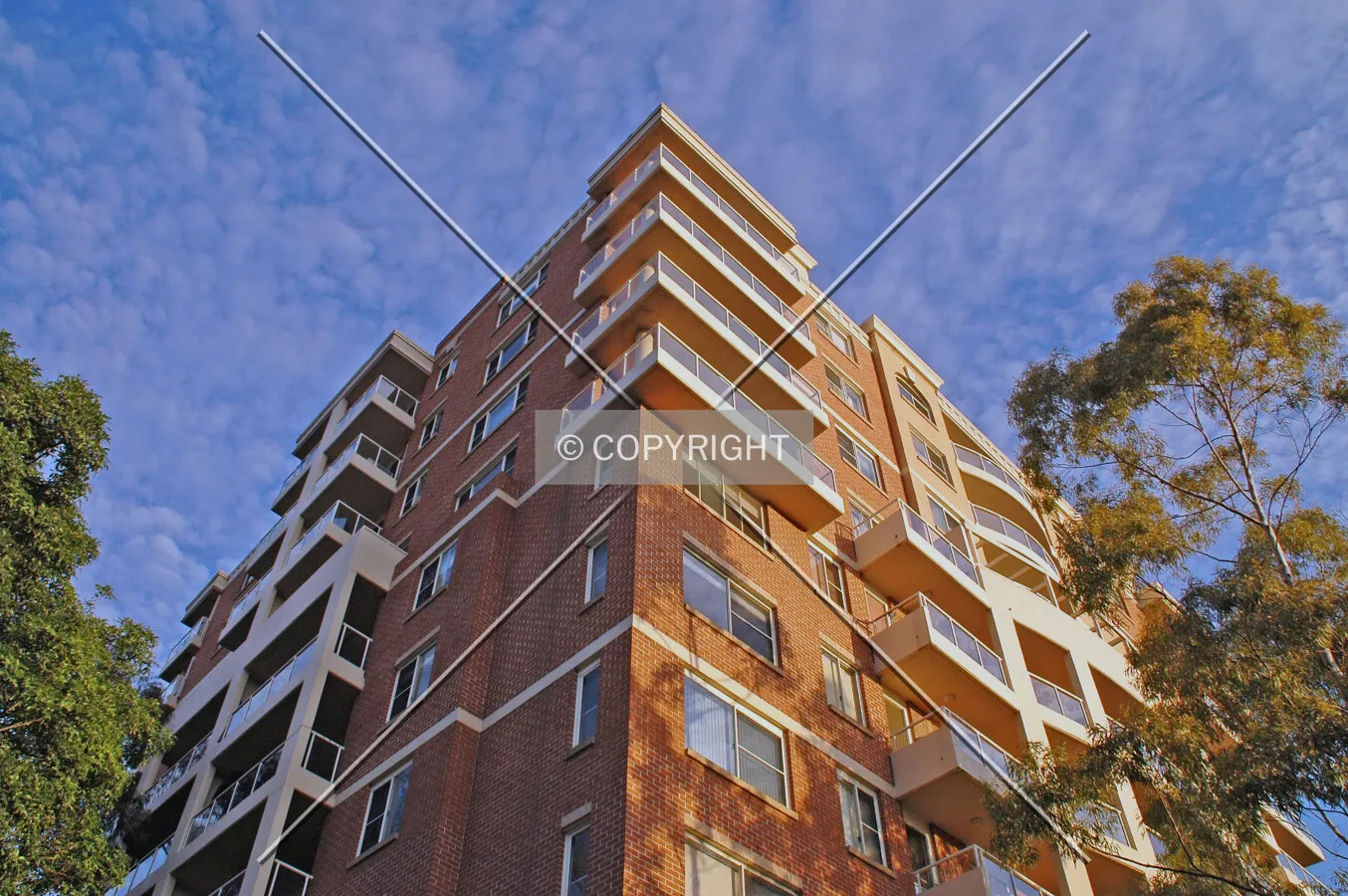 Looking up the north corner