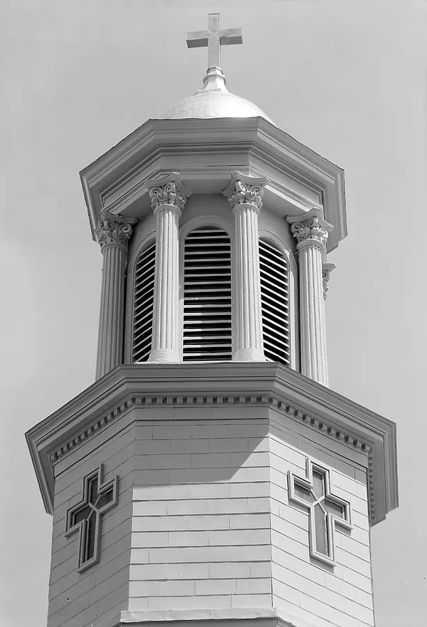 Tower details from the southwest