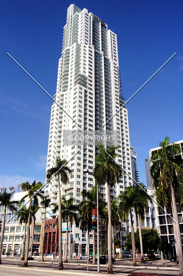 Looking up from the northeast along Biscayne Boulevard