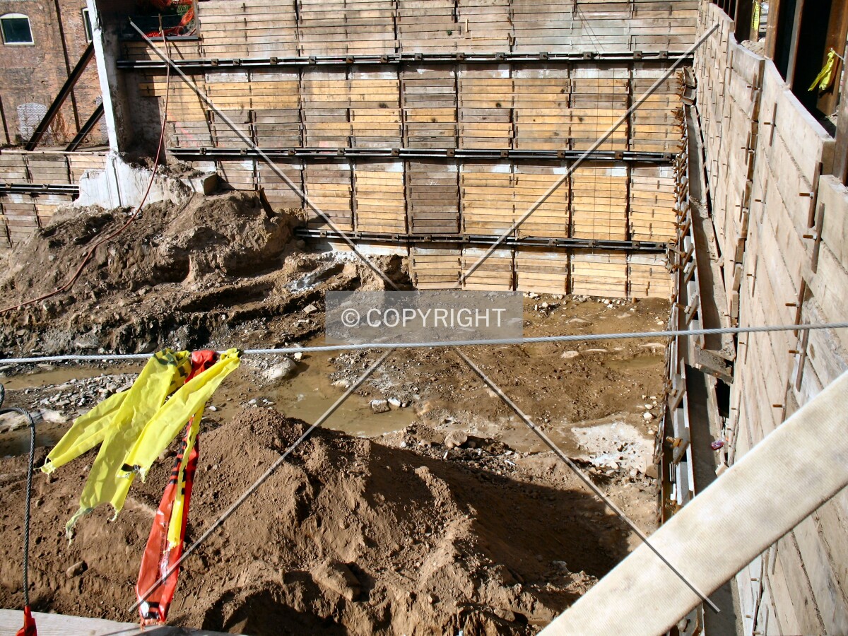 Looking down into the three-story pit, from 3rd Avenue SE