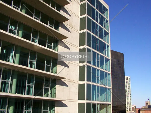 South façade with Bank One and the Park Evanston to the right
