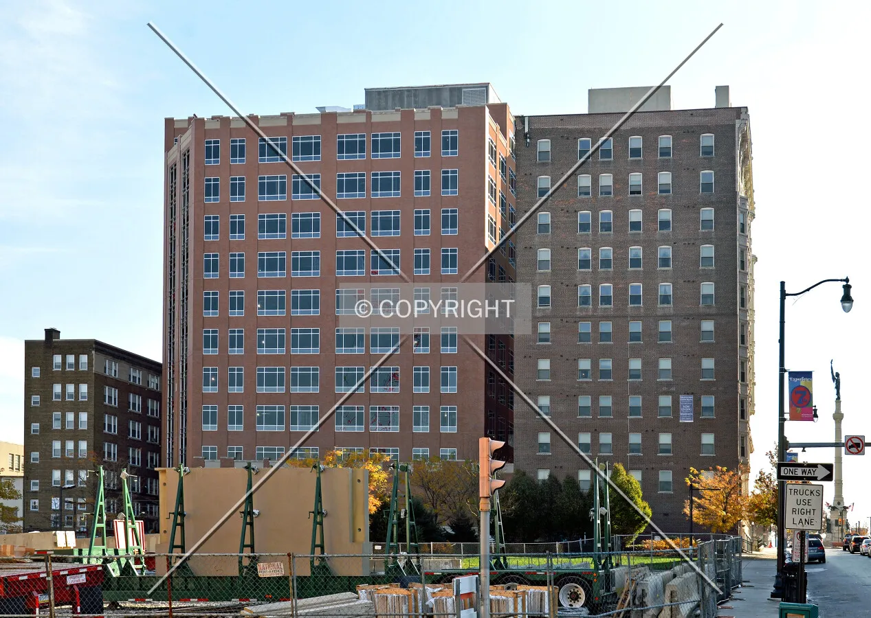 View from the northwest with 19th North 7th Street to the right
