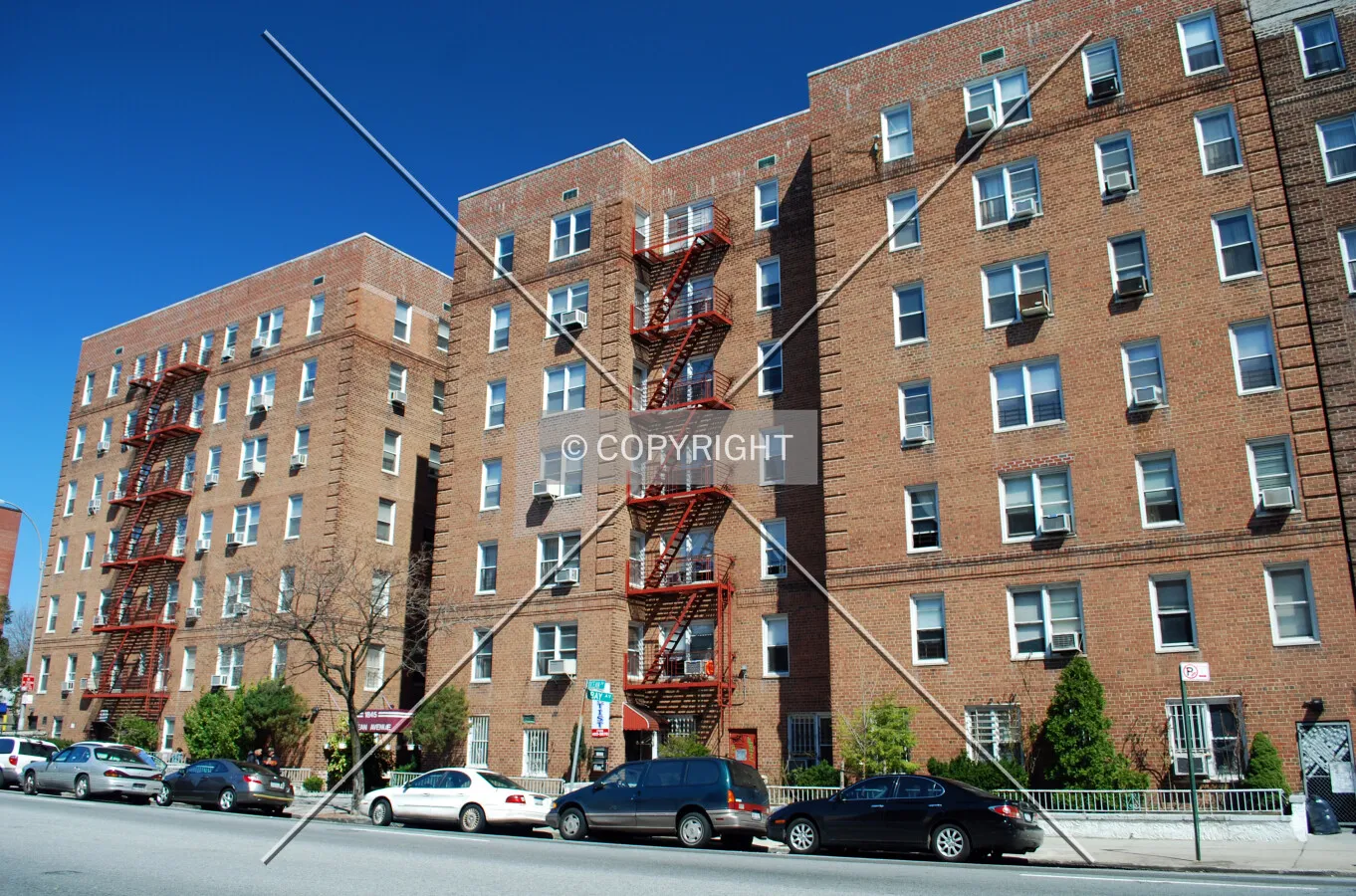 Viewed from the southwest along Ocean Avenue