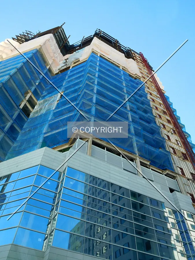 Looking up the northeast corner