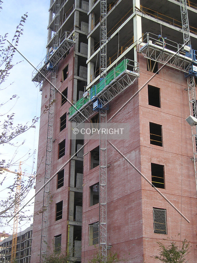 View of the scaffoldings at the north side