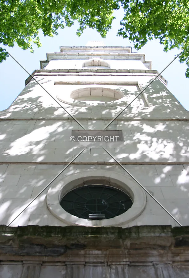 Looking straight up the west side of the tower