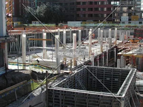 View of the columns for the underground level