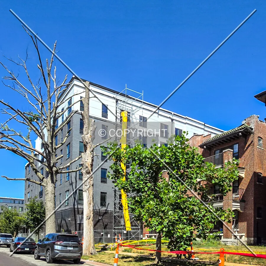 From the southeast after being damaged by a tornado, Tuesday, August 26, 2025