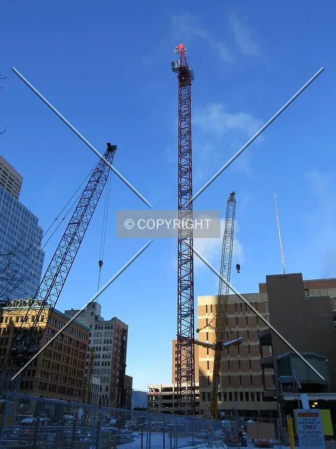 Tower crane erection from Marquette Avenue