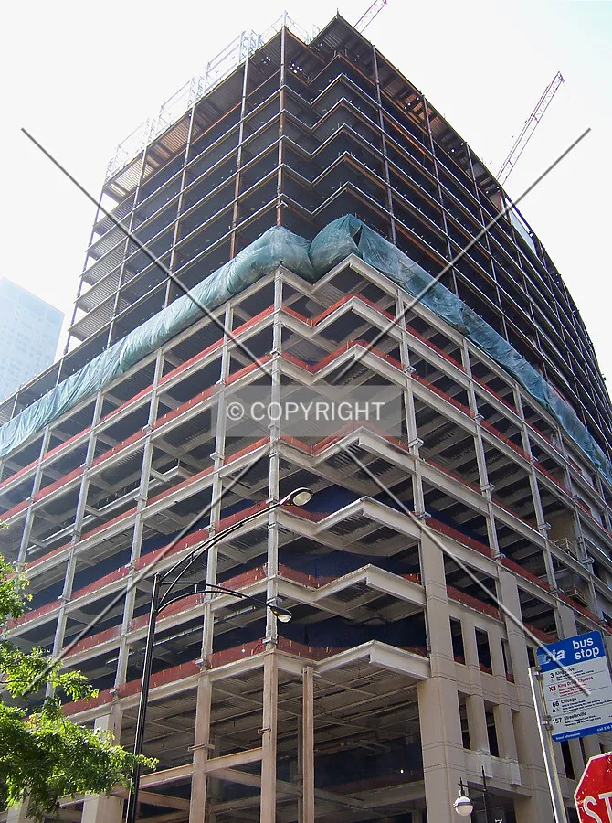 Looking up the southeast corner