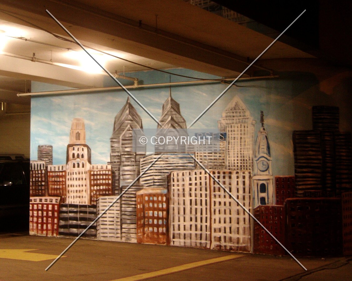 Mural near the parking garage entrance on Market Street