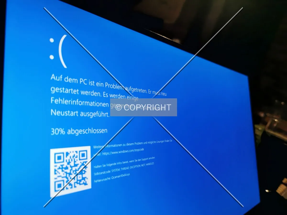 A Windows blue screen