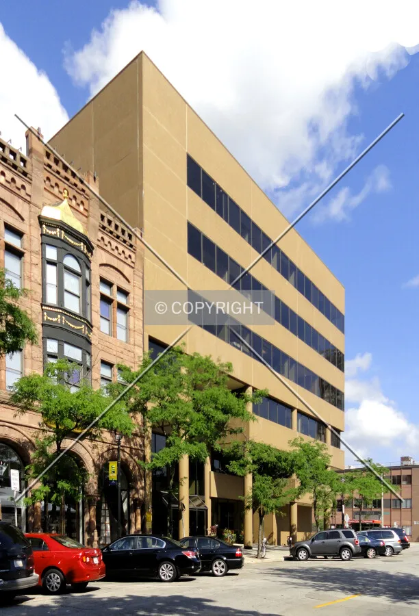 From across North Jefferson Street to the southeast
