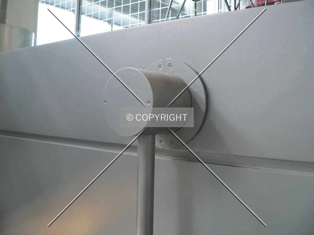 A support connection on the suspended staircase in the atrium