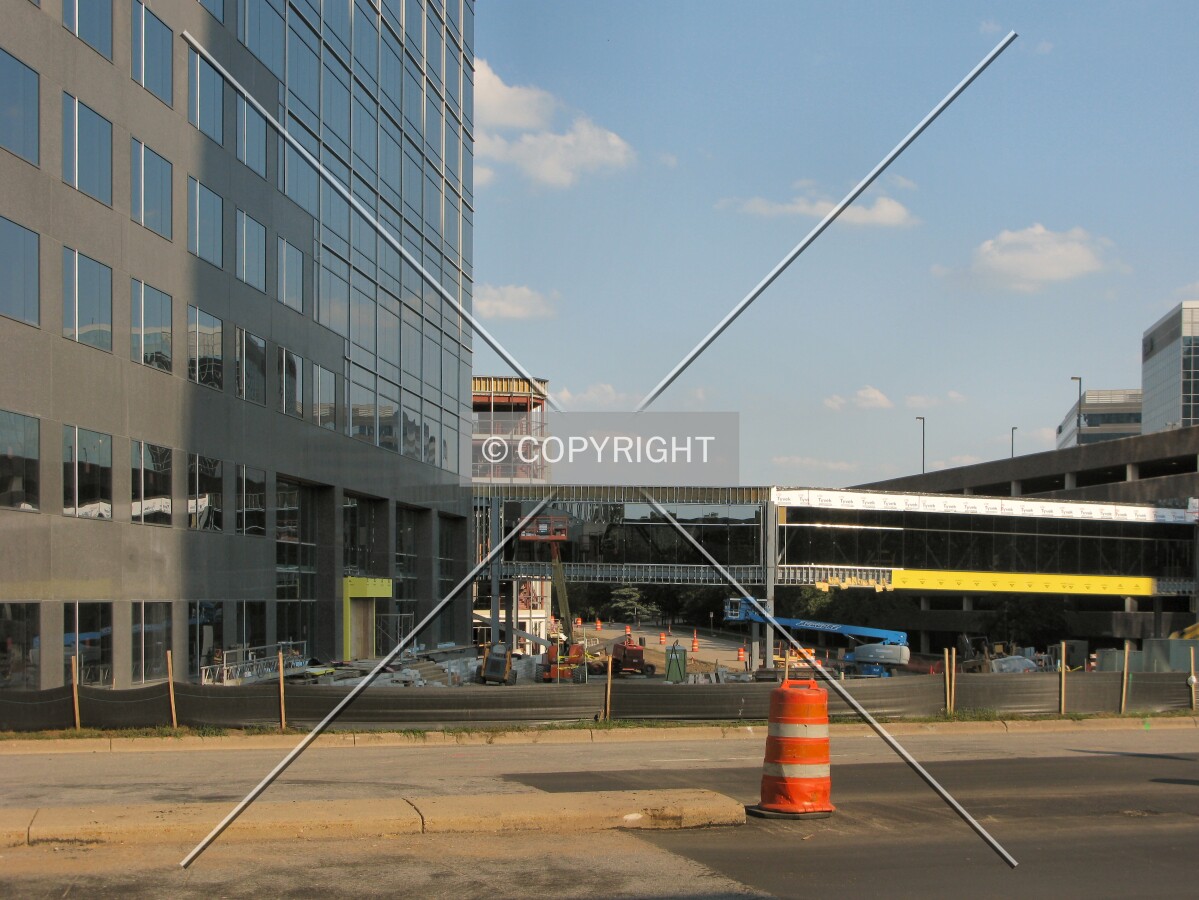 View to the east across Normandale Lake Boulevard; new skyway bridging West 83rd Street