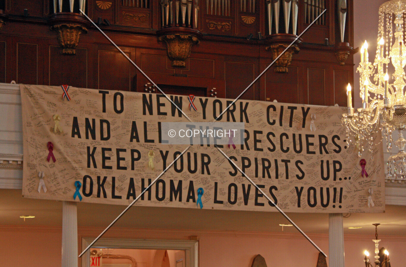 A sign from Oklahoma hanging in the interior; April 25, 2014