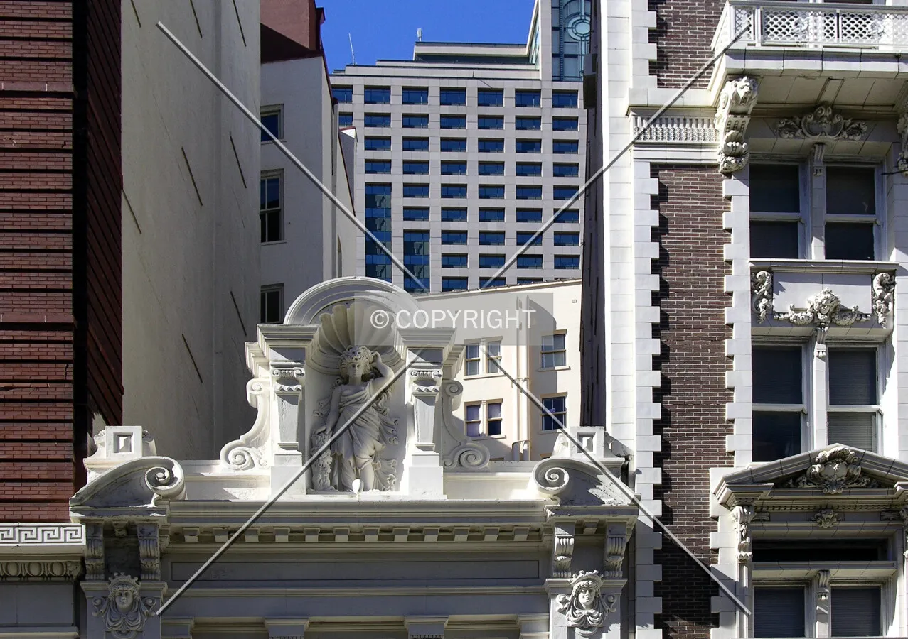 Contrasing facades along Camp Street