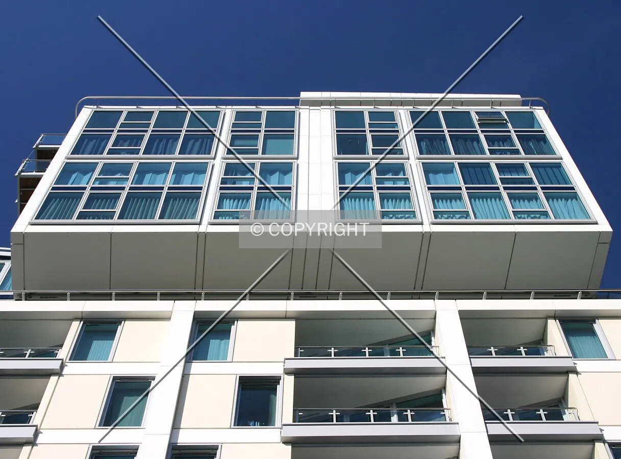 Looking up at the penthouse from Winchester Road