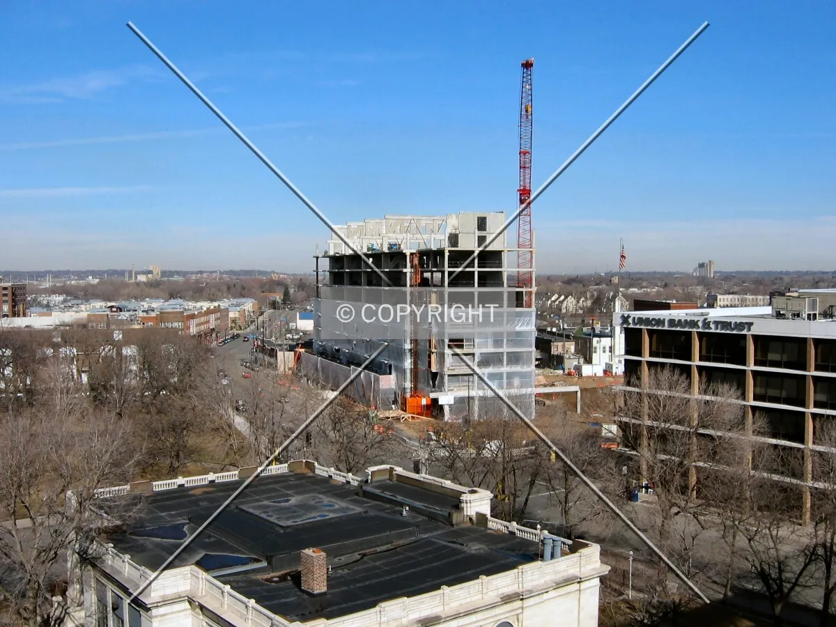 View to the northwest from the St. Anthony Municipal Ramp, in neighborhood context