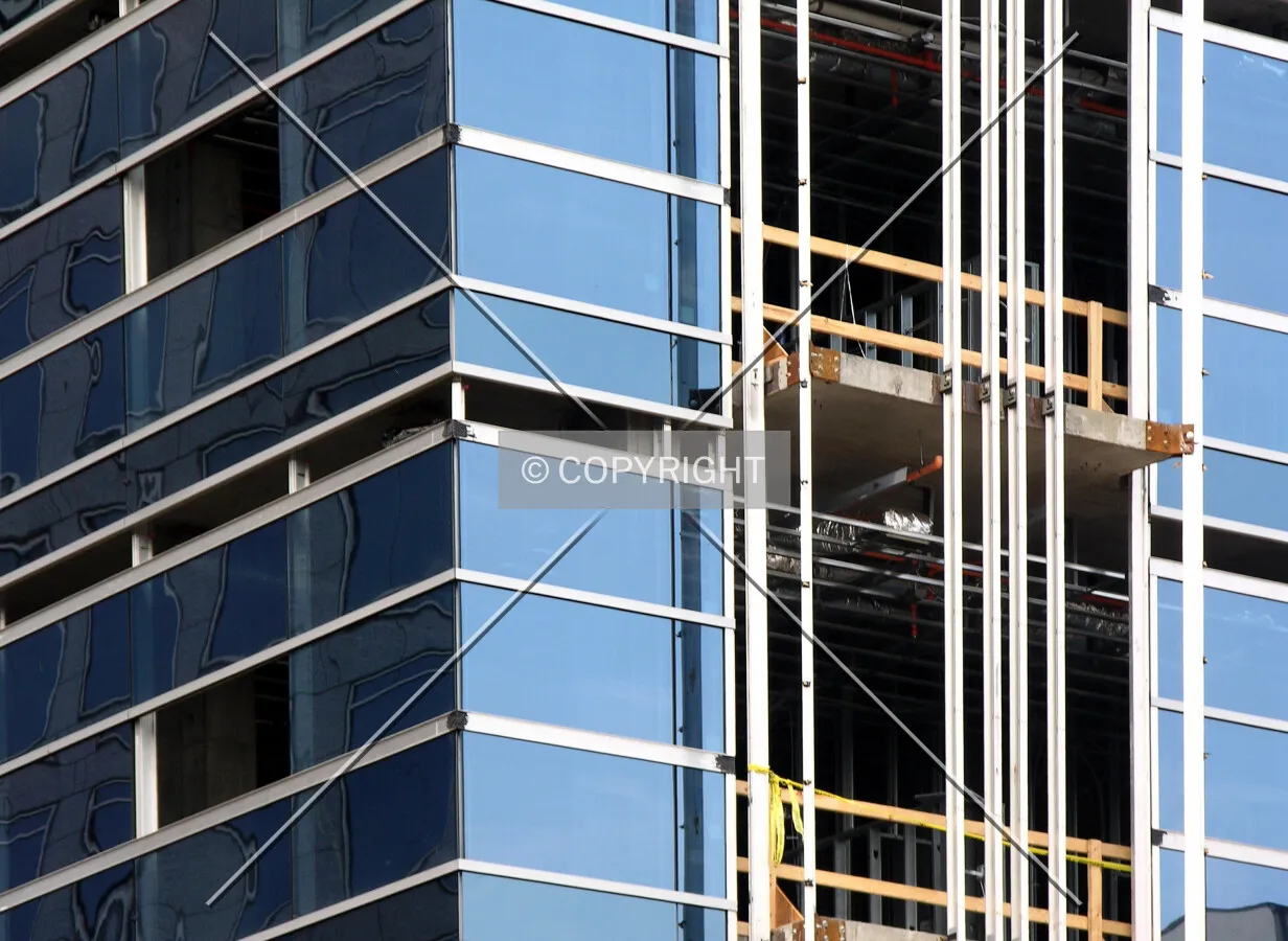 Glass facade on the northeast corner