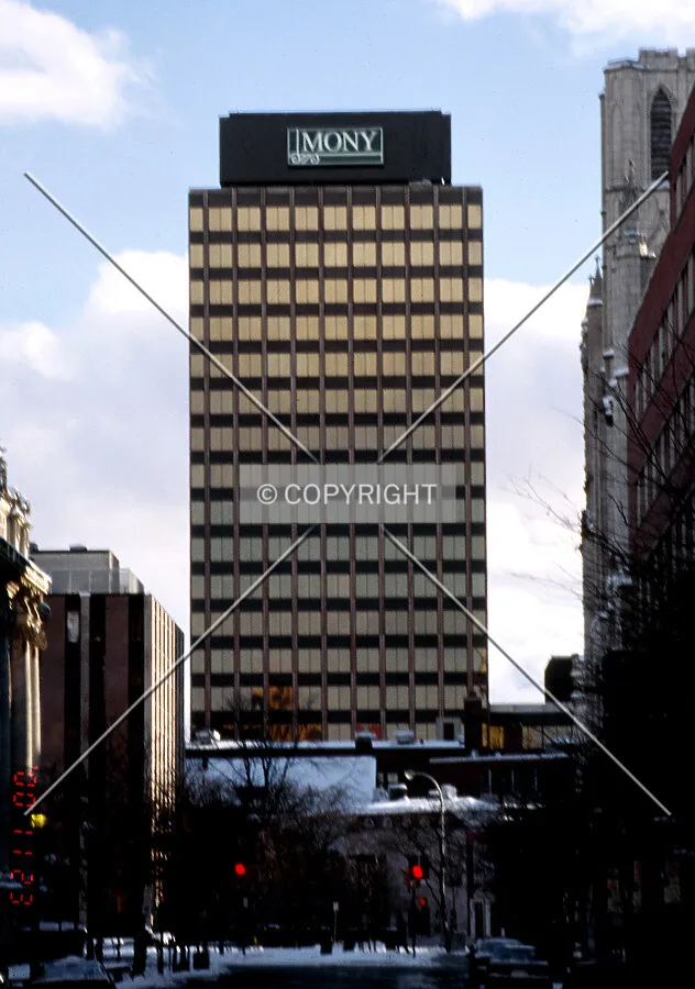 View from the north with the previous sign at the top of the building