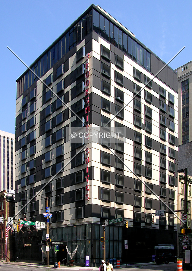 From across East Lombard Street to the southeast