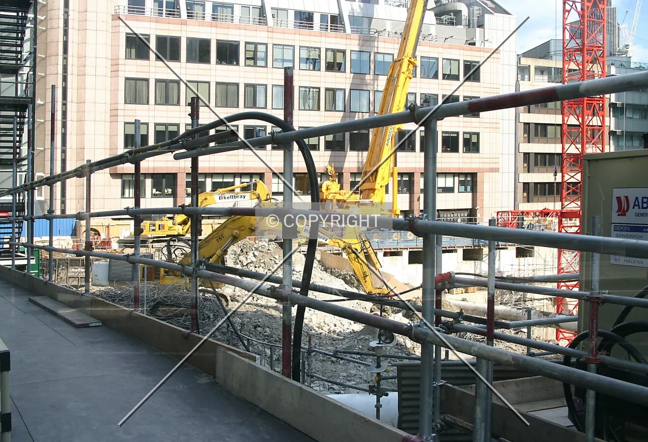 View across the site from the base of the site office