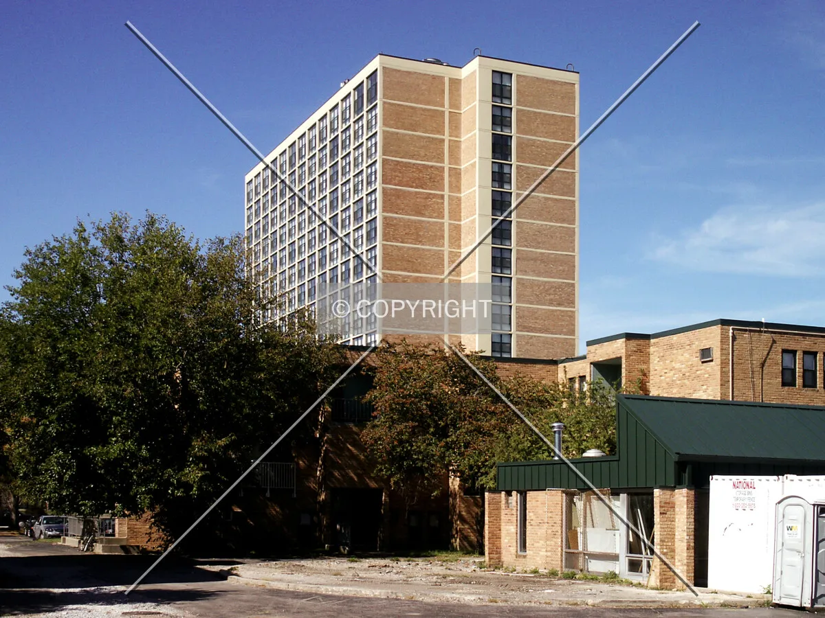 View from the southeast over some neighboring townhouses