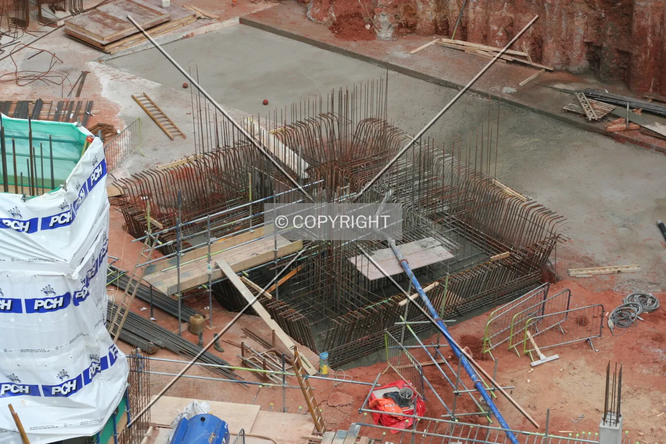 View of the centre core foundations