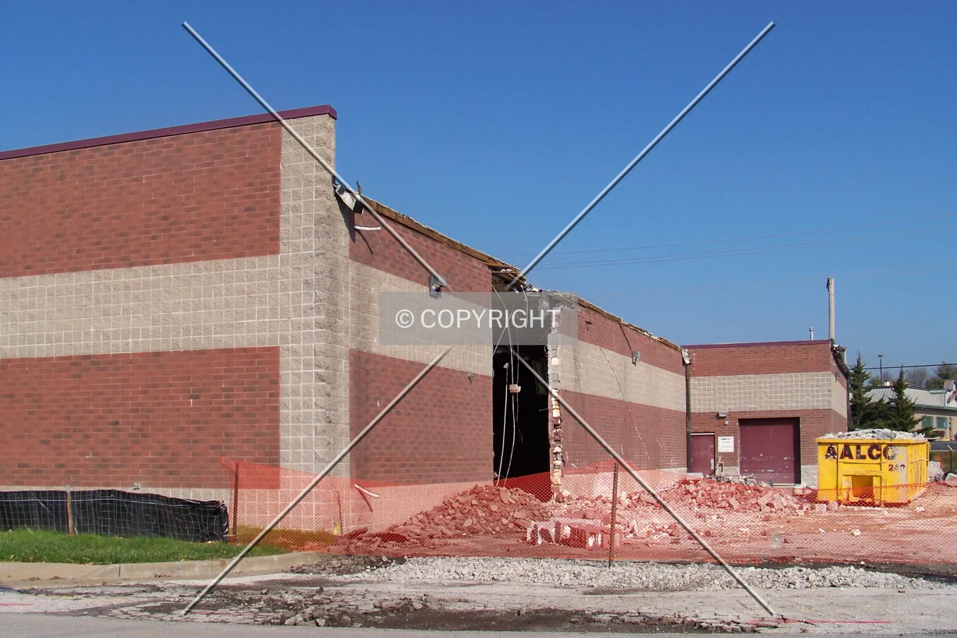 View from the south during demolition