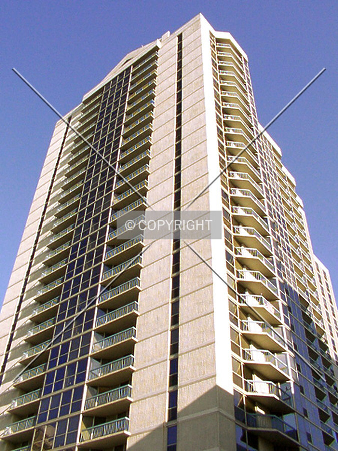 Looking up the southwest corner