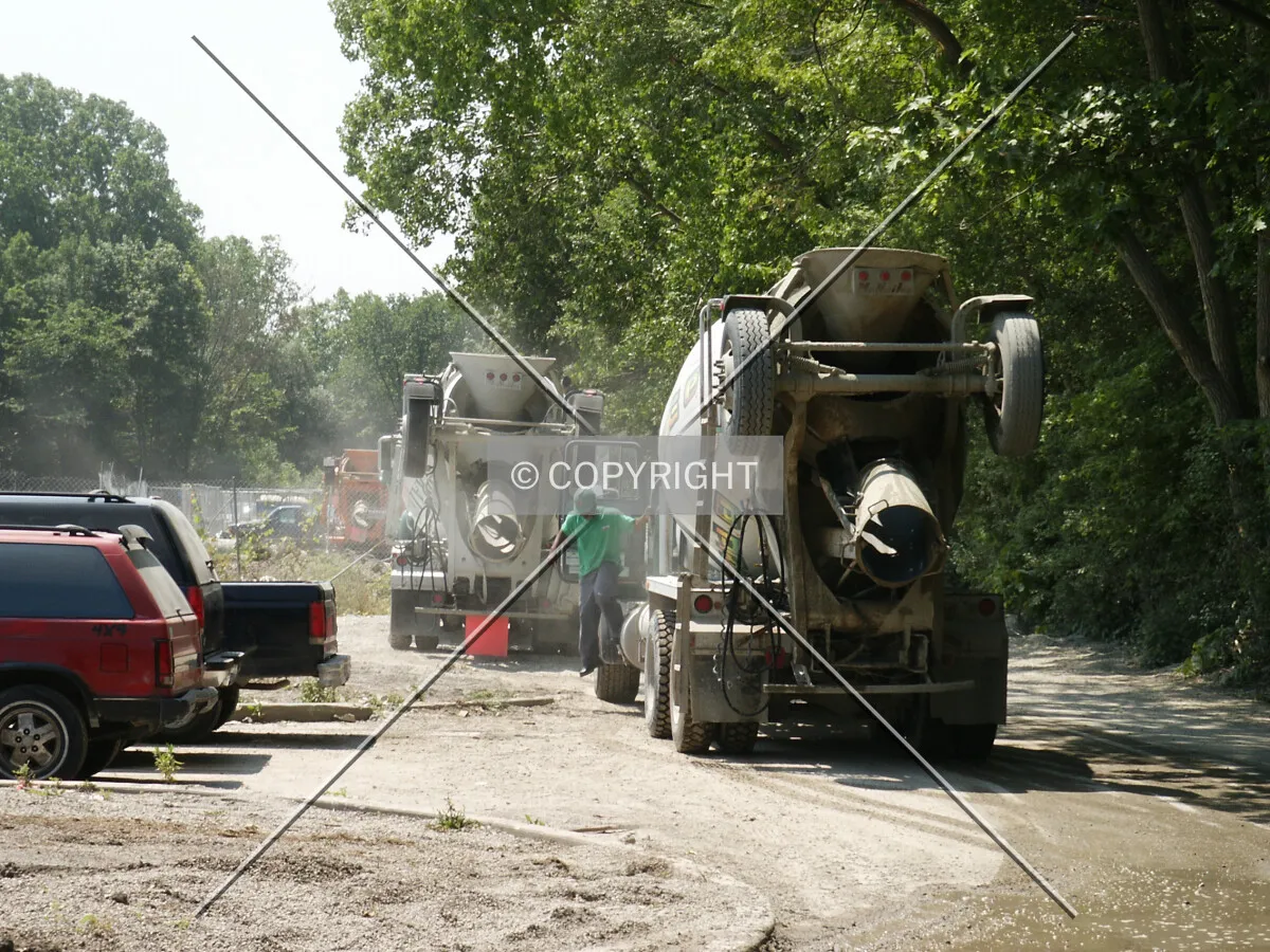 Concrete trucks on Woods Drive