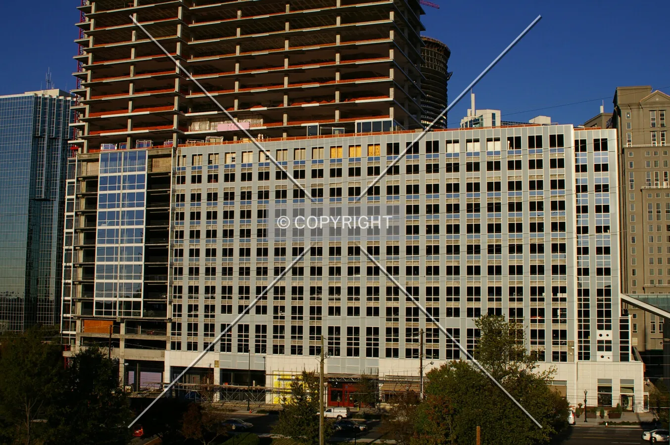 Looking north at the parking deck