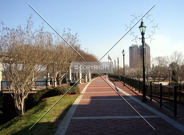 Looking east along the Riverwalk
