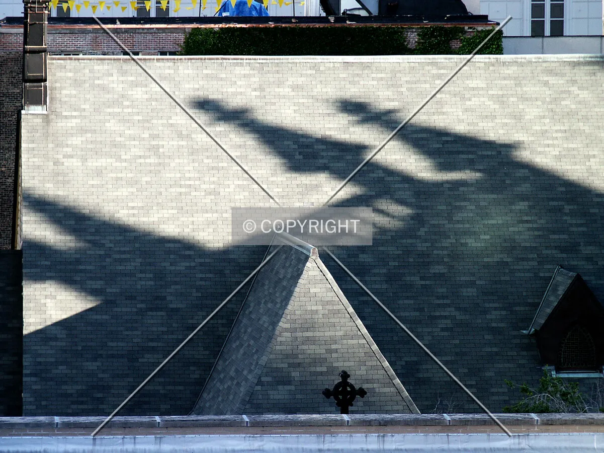 Shadow of the tower on the roof