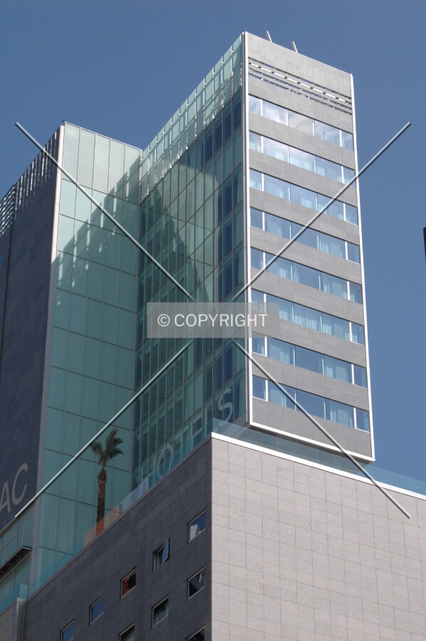 Close up of the glass facade top