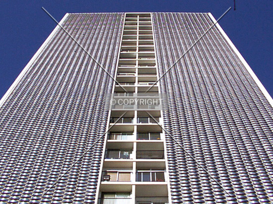 Southeast façade, looking up
