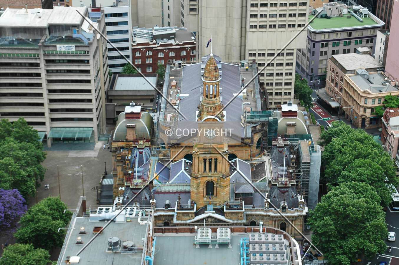 Elevated view from the east