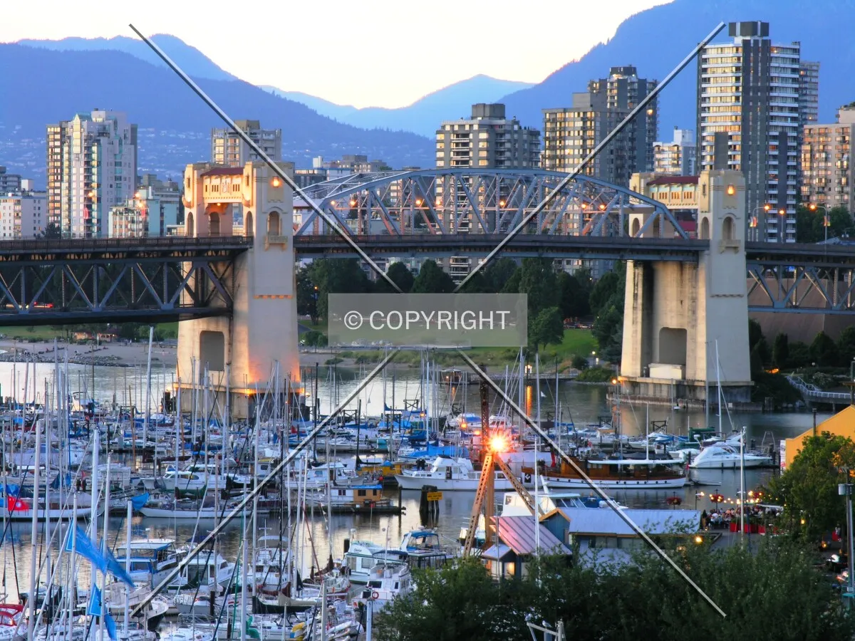 North view from the Granville Bridge after sunset
