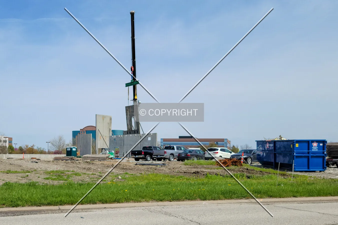 From the southeast during construction