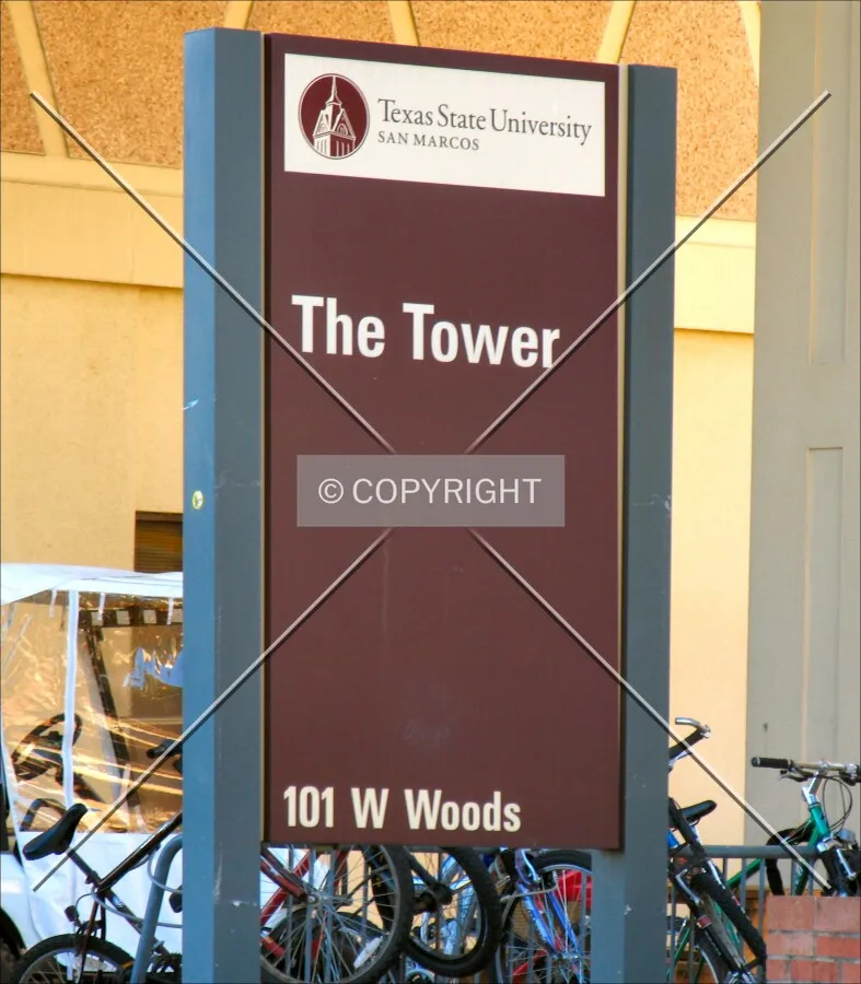 Sign near the building entrance