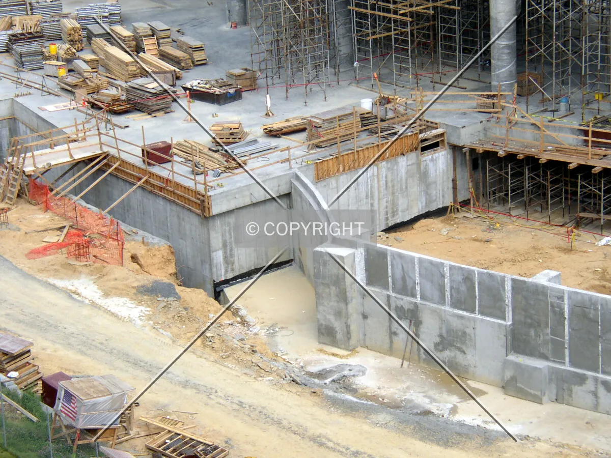 Detail of construction along the base on the western side
