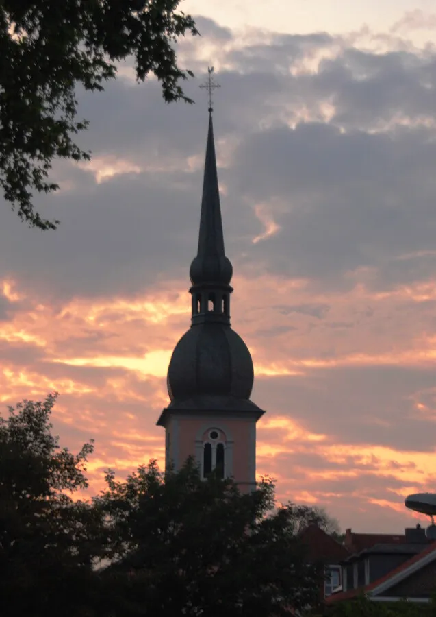 Church staple against sunset
