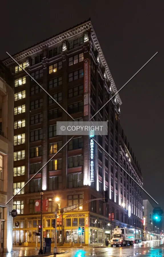 View from the southwest at night; December 15, 2018